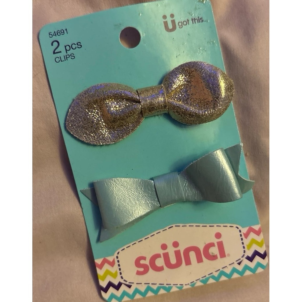NEW Scunci Vintage 2pc Baby Girl Hair Barrettes Bows